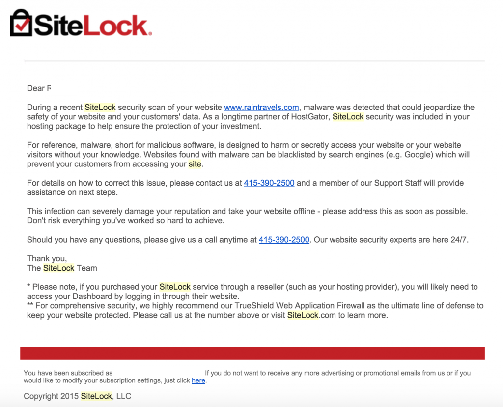 HostGator SiteLock Malware Blacklist Scam