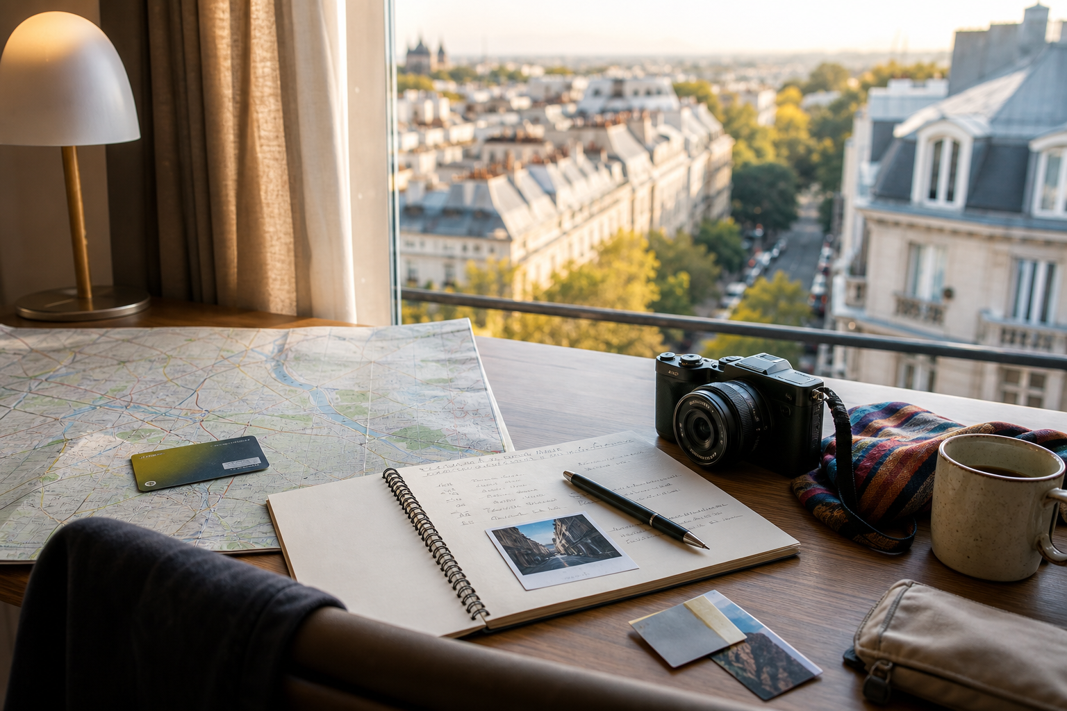 Travel planning notes comparing neighborhoods and hotels