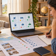 Traveler comparing AI results across several travel tasks using maps and source documents